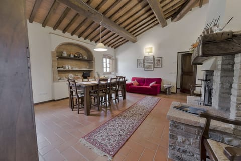 One of the 3 livingrooms inside the COLONICA VILLA - with FIREPLACE!