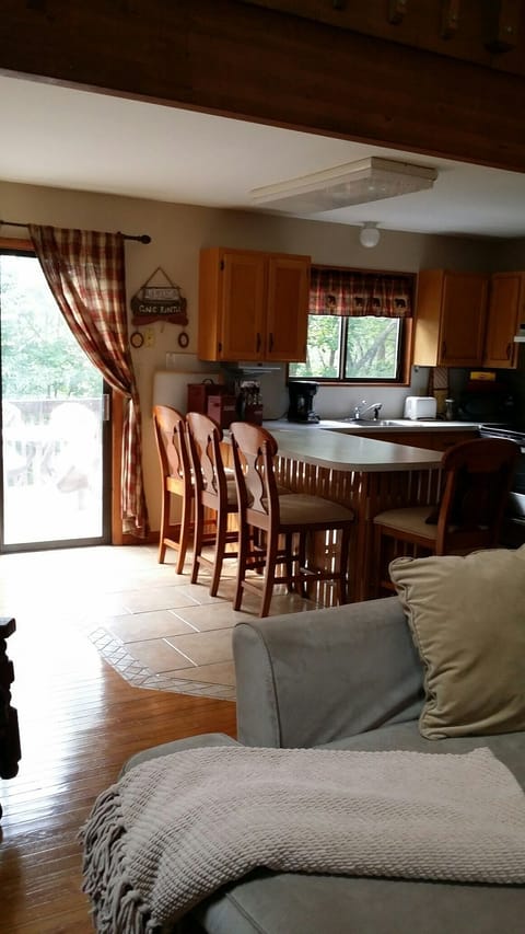 view to kitchen from living room 