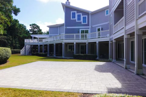 Patio in the Spacious Backyard at The Black Stallion