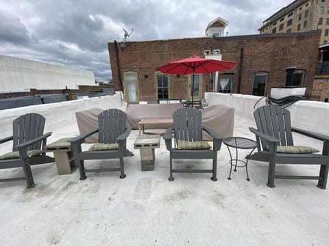 This shows the guest entrance to the roof with their private door on the left.