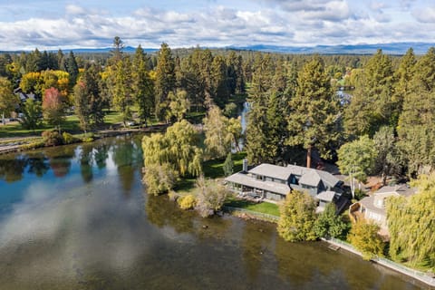 Riverfront home is directly on Mirror Pond across from Drake Park & Old Bend
