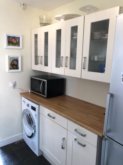 Large fridge freezer, Dryer, Microwave