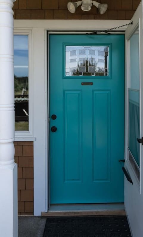 Front door with security light