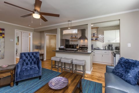 Spacious living room with SMART television