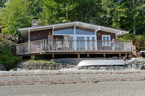 No bank waterfront....you are right at the water's edge!