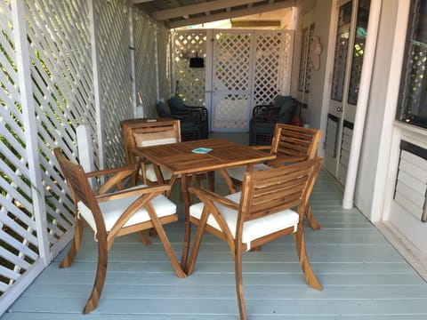 Plenty of covered seating for relaxing after a day at the beach! 