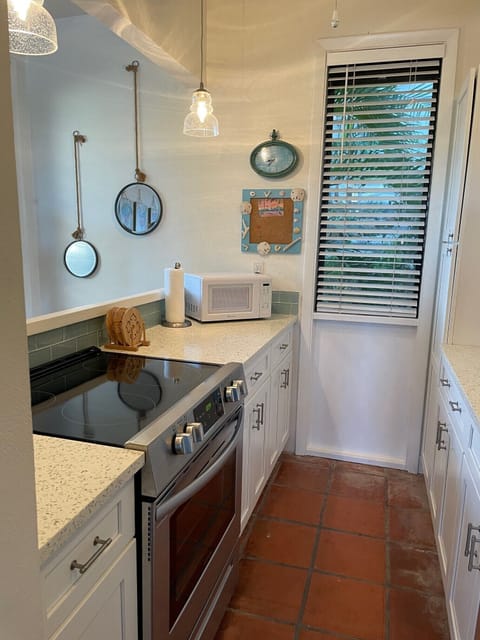 New stainless appliances in our bright new kitchen.
