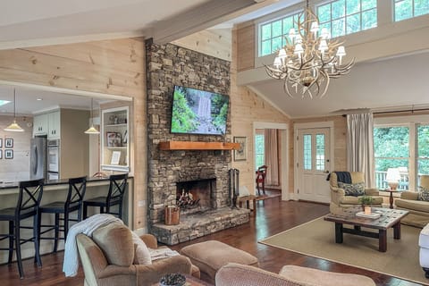 The perfect place to watch a movie or curl up by the wood-burning fireplace