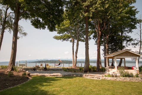 Lay back and relax, enjoy the view of water and snow-capped mountains.