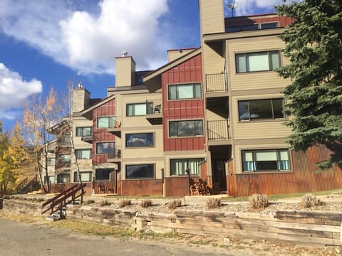 Exterior fall view - our unit has both a patio and a deck