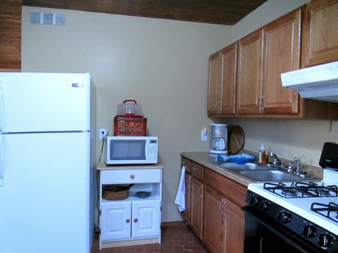 Coffee maker, microwave, toaster and blender too. 
