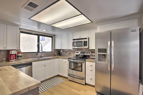 The stainless steel appliances make cooking a breeze.