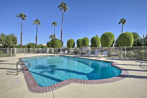 The pool and tennis courts are located just steps away.