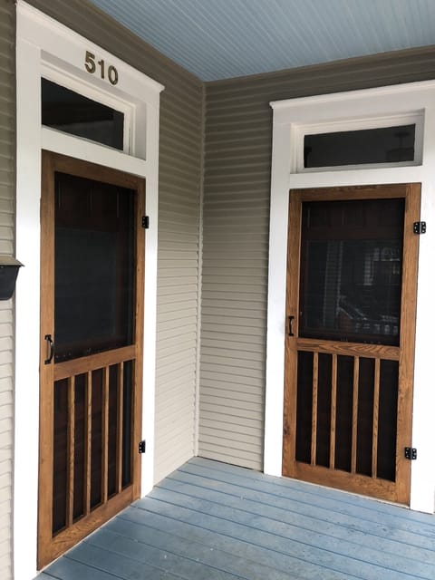 Two front doors was a common feature for homes of the period.