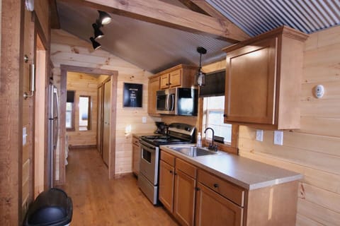 Fully stocked kitchen.