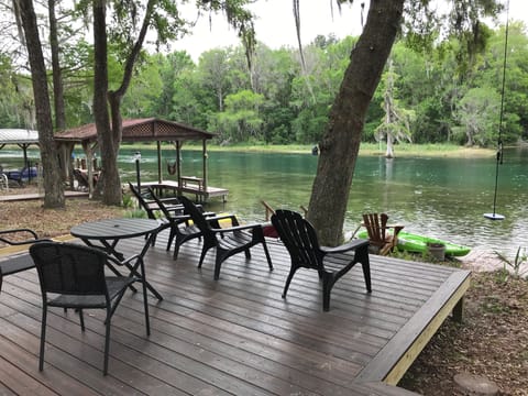 Large deck with room to relax or enjoy outdoor meals 