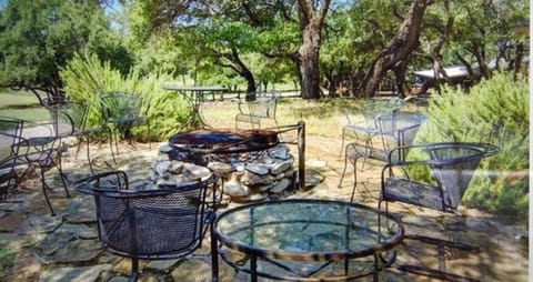Large Patio with wood burning fire pit
