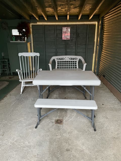 Outdoor furniture you can be outside even if it rains. 