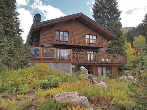Red Fern Chalet in Spring from the Creekside. Wonderful, secluded plot.