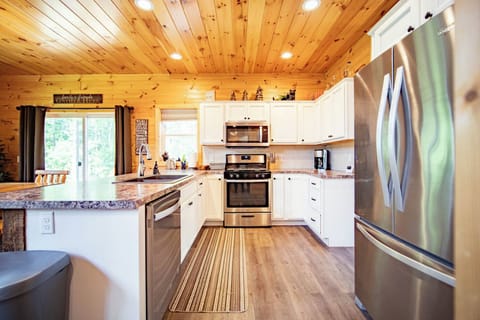 Full kitchen with everything you need for home cooked meals.