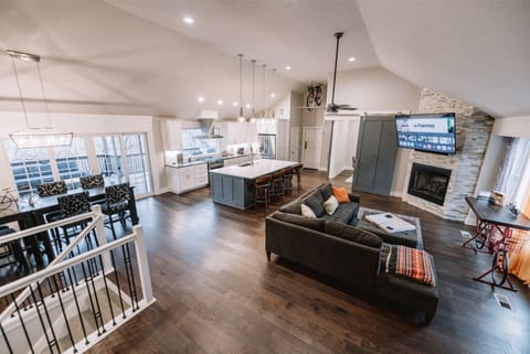 Aerial View of Living Area, Kitchen, and Dining Area #2