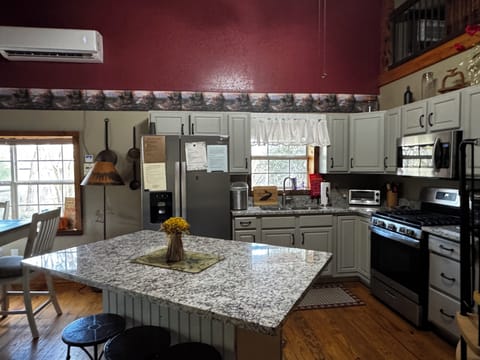 Kitchen with new granite countertops.
