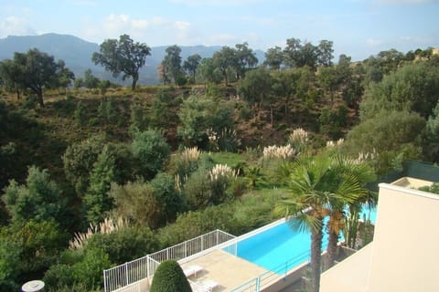 View from apartment on swimming pool and Esterel