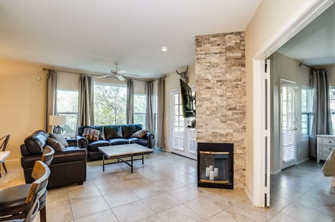 Includes remote fan, remote, TV, large picture window with mountain/sunset views