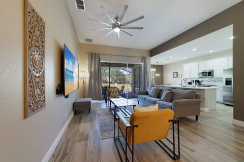 Living room with modern comfort seat. 85" smart TV. Most major APP installed.