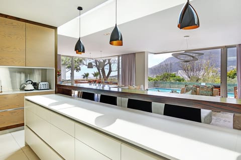 Kitchen counter with mountain views