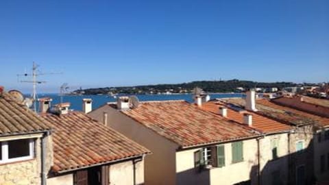 Seaview from balcony Cap D'Antibes in the distance- walk there in 1 hour !