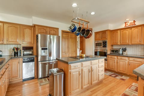 This kitchen has EVRYTHING you'll need for short or long stays!