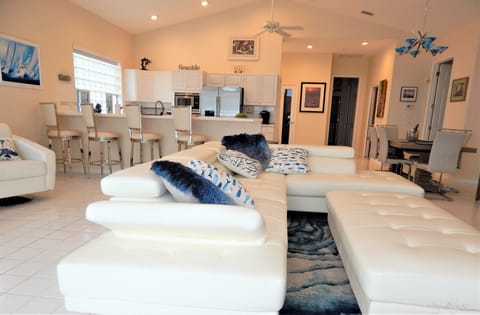 Upper Level: Open Concept Living Room, Dining Room and Kitchen