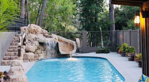 Rock waterslide into the pool!