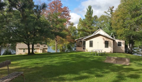White Pine Cabin  is a 3 bed overlooking the lake and beach area. 
