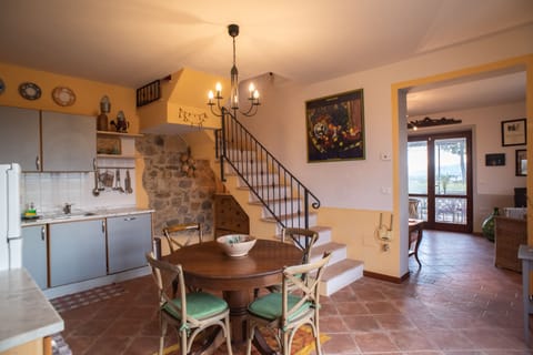 Kitchen with marble counters