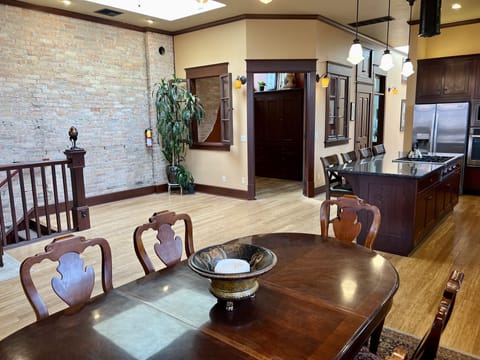 View into guest room/office with built-in Murphy bed.