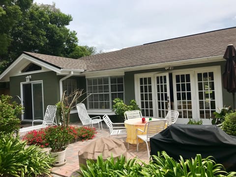 Enjoy the beautiful back yard with gas grill and outdoor seating.