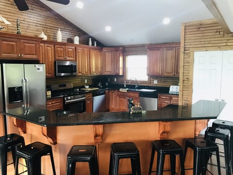 Kitchen with large island.