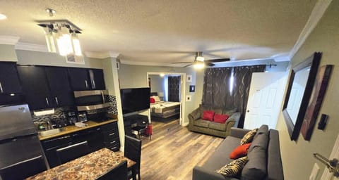 Cozy sofa bed and a new smart TV with all your favorite streaming apps.