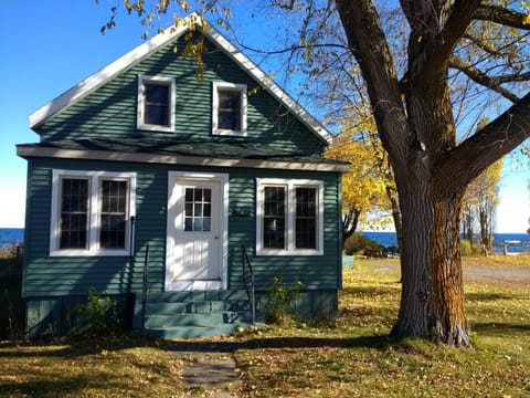 View of home, lake in background