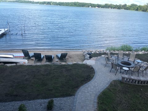 Enjoy the fire pit with the lake breeze!