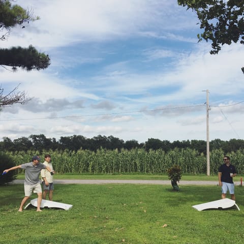 having fun in the side yard