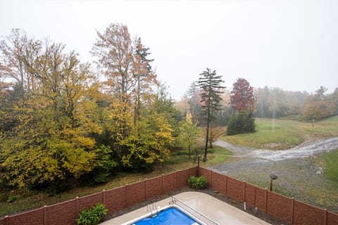 View of the pool from the balcony