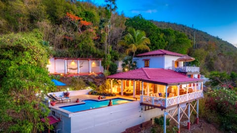 Scottland Villa is nestled into the tropical greenery of Tortola's mountainside 