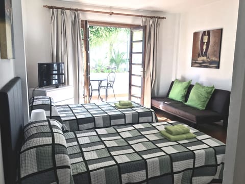 Twin beds and sofa bed - direct access to your own balcony
