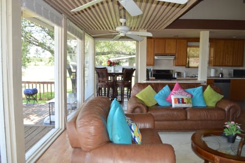 Comfy overstuffed leather furniture