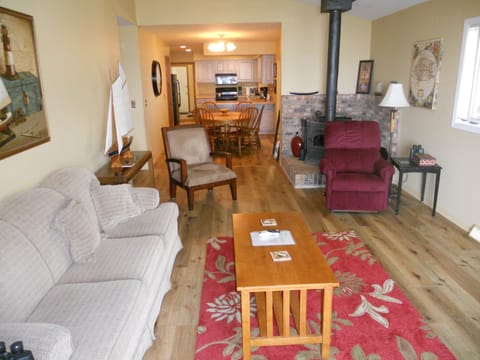 Living room looking to dining room and kitchen