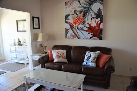 La-Z-Boy leather couch with queen sleeper sofa