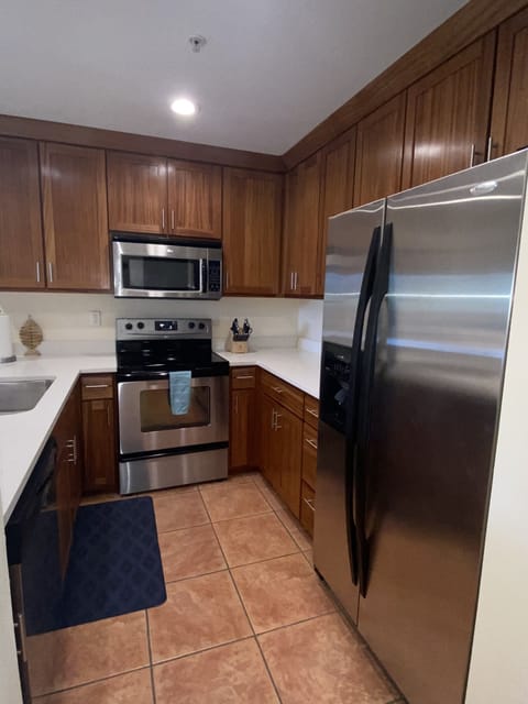 Newly remodeled kitchen with custom mahogany cabinetry